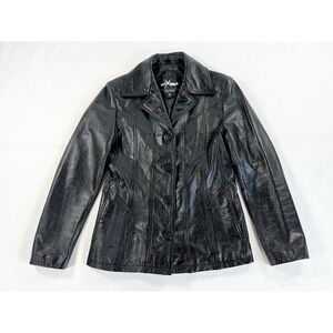 Vintage Y2K Wilsons Leather Maxima Black Blazer Jacket Casual Womens Size S